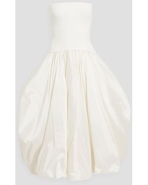 Jonathan Simkhai Izzy Strapless Stretch Knit-Paneled Taffeta Midi Dress - White