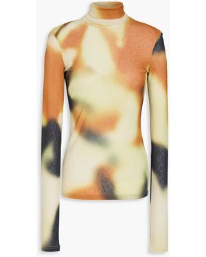 Nanushka Harri Tie-dyed Slub Jersey Turtleneck Top - Yellow