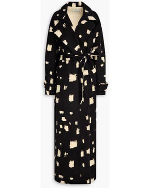TOVE Loren Belted Printed Wool-blend Felt Coat - Black