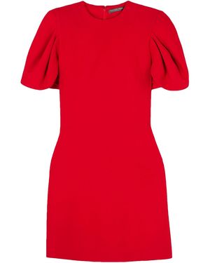 McQueen Cape-effect Wool-blend Crepe Mini Dress - Red