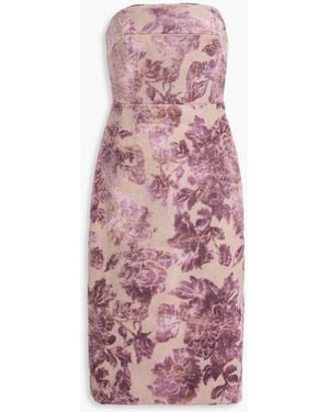 Dries Van Noten Diao Strapless Devoré-Velvet Midi Dress - Pink