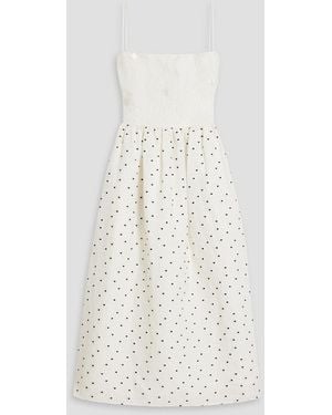 Stine Goya Anny Embroidered Brocade And Cloqué Midi Dress - White