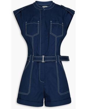 Jonathan Simkhai Tinka Belted Stretch-Cotton Playsuit - Blue
