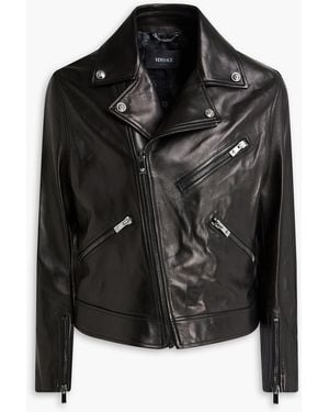 Versace Leather Biker Jacket - Black