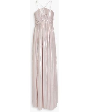 Zac Posen Pintucked Lamé Gown - White