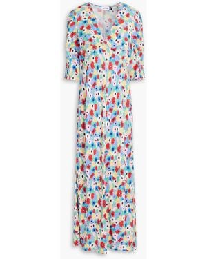 RIXO London Zadie Floral-print Crepe Maxi Dress - White