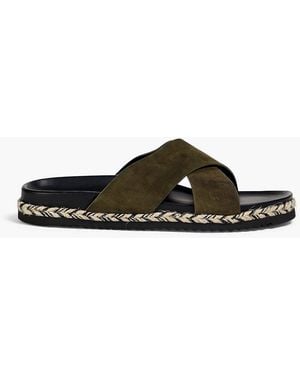 Frescobol Carioca Suede Espadrille Sandals - Green