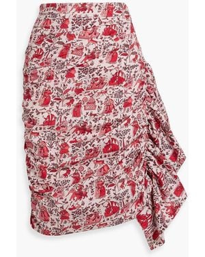 RHODE Felicity Ruffled Printed Cotton-blend Poplin Skirt - Red
