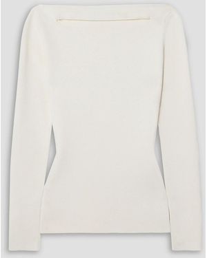 Another Tomorrow Cutout Knitted Top - White