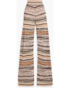 Missoni Metallic Space-Dyed Crochet-Knit Wide-Leg Trousers - Natural