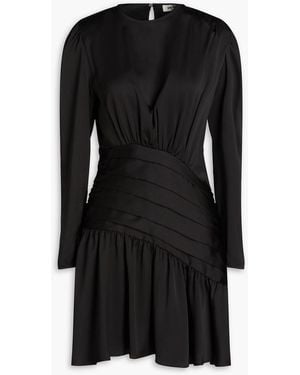 Sandro Pleated Satin-twill Mini Dress - Black