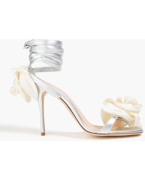 Magda Butrym Floral-appliquéd Leather Sandals - White