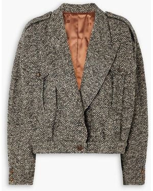 Blazé Milano Popoff Serama Herringbone Wool-blend Jacket - Black