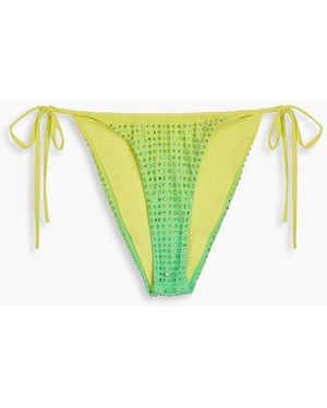 Self-Portrait Bikini-höschen mit farbverlauf und kristallverzierung - Grün