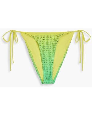 Self-Portrait Crystal-embellished Dégradé Bikini Briefs - Green