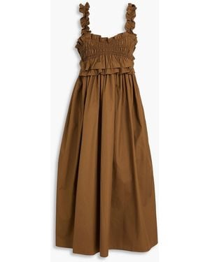 Cecilie Bahnsen Giovanna Ruffled Cotton-Poplin Maxi Dress - Brown