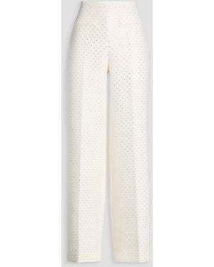 Sandro Crystal-embellished Tweed Wide-leg Trousers - White
