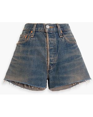 RE/DONE with LEVI'S Frayed Denim Shorts - Blue