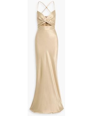 Michelle Mason Twisted Cutout Silk-Satin Gown - Natural