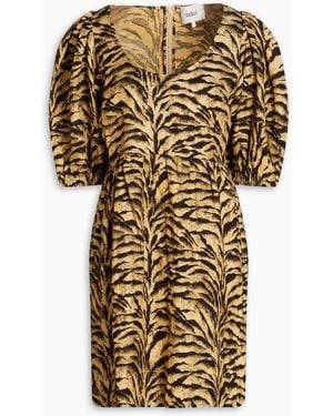 Ba&sh Zola Tiger-print Woven Mini Dress - Metallic