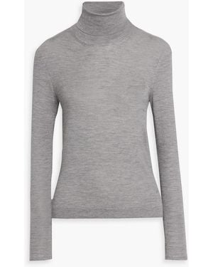 Tom Ford Mélange Cashmere And Silk-Blend Turtleneck Sweater - Gray