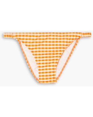 Peony Halbhohes bikini-höschen mit gingham-karo - Weiß