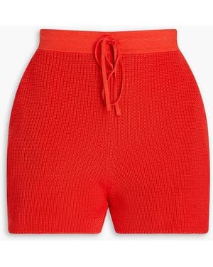 Gentry Portofino Ribbed Silk And Cotton-Blend Shorts - Red