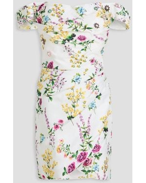 Costarellos Diletta Floral-Print Embellished Cotton And Linen-Blend Mini Dress - Grey