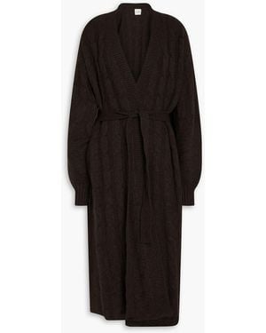 LeKasha Burano Cable-knit Cashmere Cardigan - Black