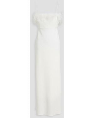 RIXO London Feather-Trimmed Satin-Crepe Bridal Gown - White