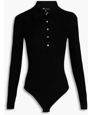 Maje Ribbed Wool And Silk-blend Bodysuit - Black