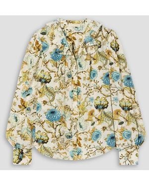 Ulla Johnson Vernon Ruffled Floral-Print Silk Crepe De Chine Blouse - Metallic