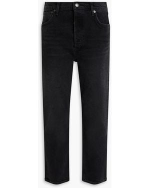Agolde Riley Cropped High-rise Straight-leg Jeans - Black