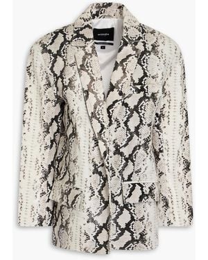 retroféte Chloe Snake-effect Leather Blazer - White