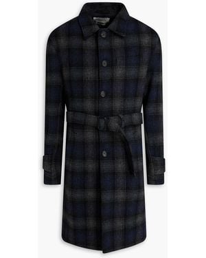 Oliver Spencer Belted Checked Wool Coat - Black