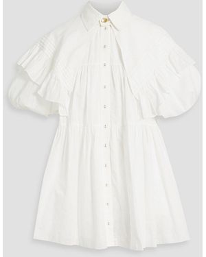 Aje. Pablo Tiered Cotton-mousseline Mini Shirt Dress - White