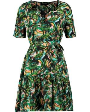 Saloni Isla Ruffled Printed Silk Crepe De Chine Mini Dress - Green