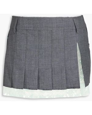 16Arlington Layered Sequined Tulle And Crepe Mini Skirt - Grey