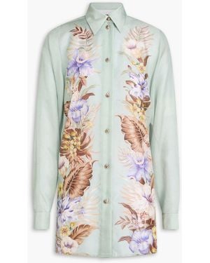 Zimmermann Seidenhemd mit floralem print - Weiß