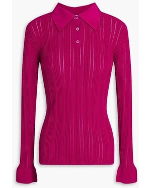 3.1 Phillip Lim Ribbed Cotton-blend Polo Shirt - Pink