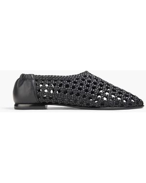 Jonathan Simkhai Eden Woven Leather Flats - Black