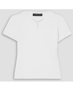 Y. Project Embellished Stretch-jersey T-shirt - Blue