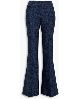 Rachel Zoe Lorette Snake-Print Jacquard Flared Pants - Blue