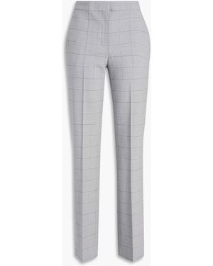 Maje Checked Wool-blend Straight-leg Trousers - Grey