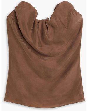 TOTEME Strapless Washed-Silk Top - Brown