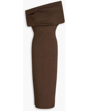ARMARIUM Debra Off-The-Shoulder Stretch-Knit Midi Dress - Brown