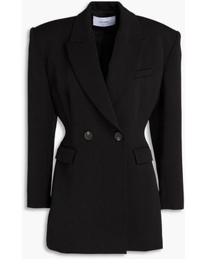 Alex Perry Double-Breasted Grain De Poudre Wool-Blend Blazer - Black