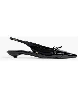 Anine Bing Zoey Bow-Detailed Patent-Leather Slingback Pumps - Black