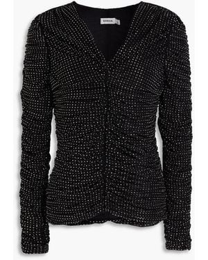Jonathan Simkhai Haydon Crystal-embellished Ruched Jersey Top - Black