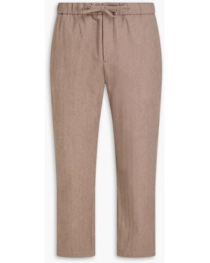 Frescobol Carioca Oscar Herringbone Cotton And Cashmere-Blend Drawstring Trousers - Natural